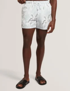 Palm Print Mid-Length Swim Shorts