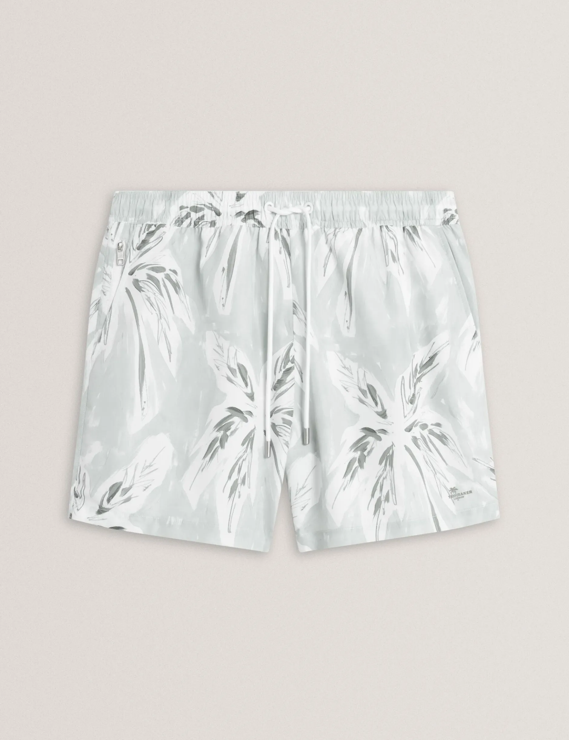 Palm Print Mid-Length Swim Shorts