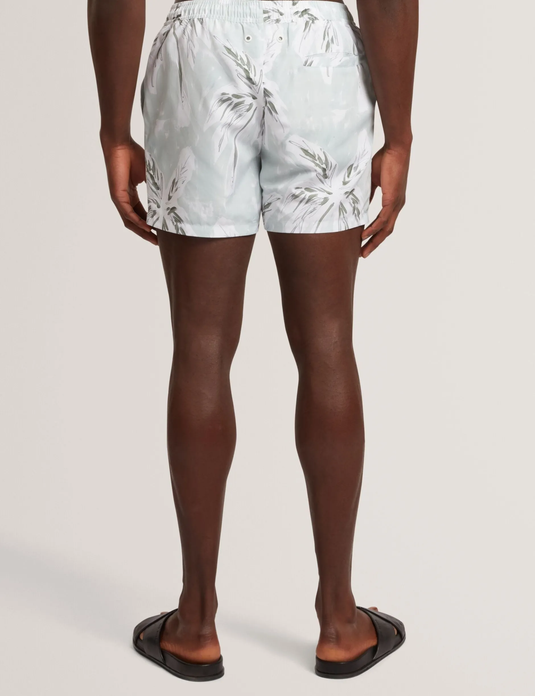 Palm Print Mid-Length Swim Shorts