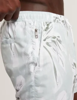 Palm Print Mid-Length Swim Shorts