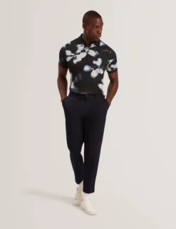 Photographic Floral Print Cotton Polo Shirt