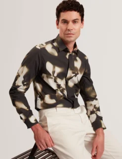 Photographic Floral Print Long Sleeve Shirt