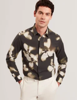 Photographic Floral Print Long Sleeve Shirt