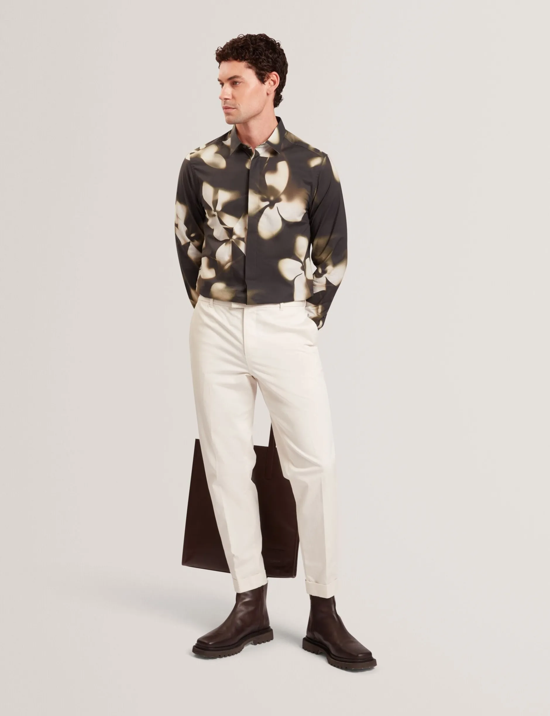 Photographic Floral Print Long Sleeve Shirt