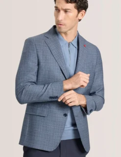 Plaid Woven Texture Tailored Blazer