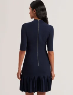 Pleated Hem Bodycon Knit Mini Dress