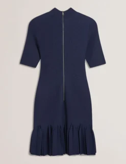 Pleated Hem Bodycon Knit Mini Dress