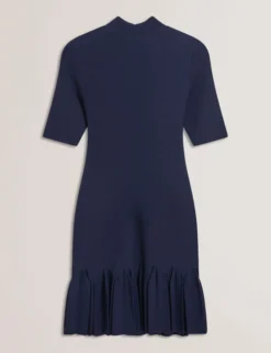 Pleated Hem Bodycon Knit Mini Dress