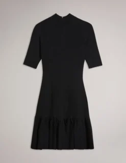 Pleated Hem Bodycon Knit Mini Dress