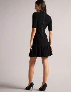 Pleated Hem Bodycon Knit Mini Dress
