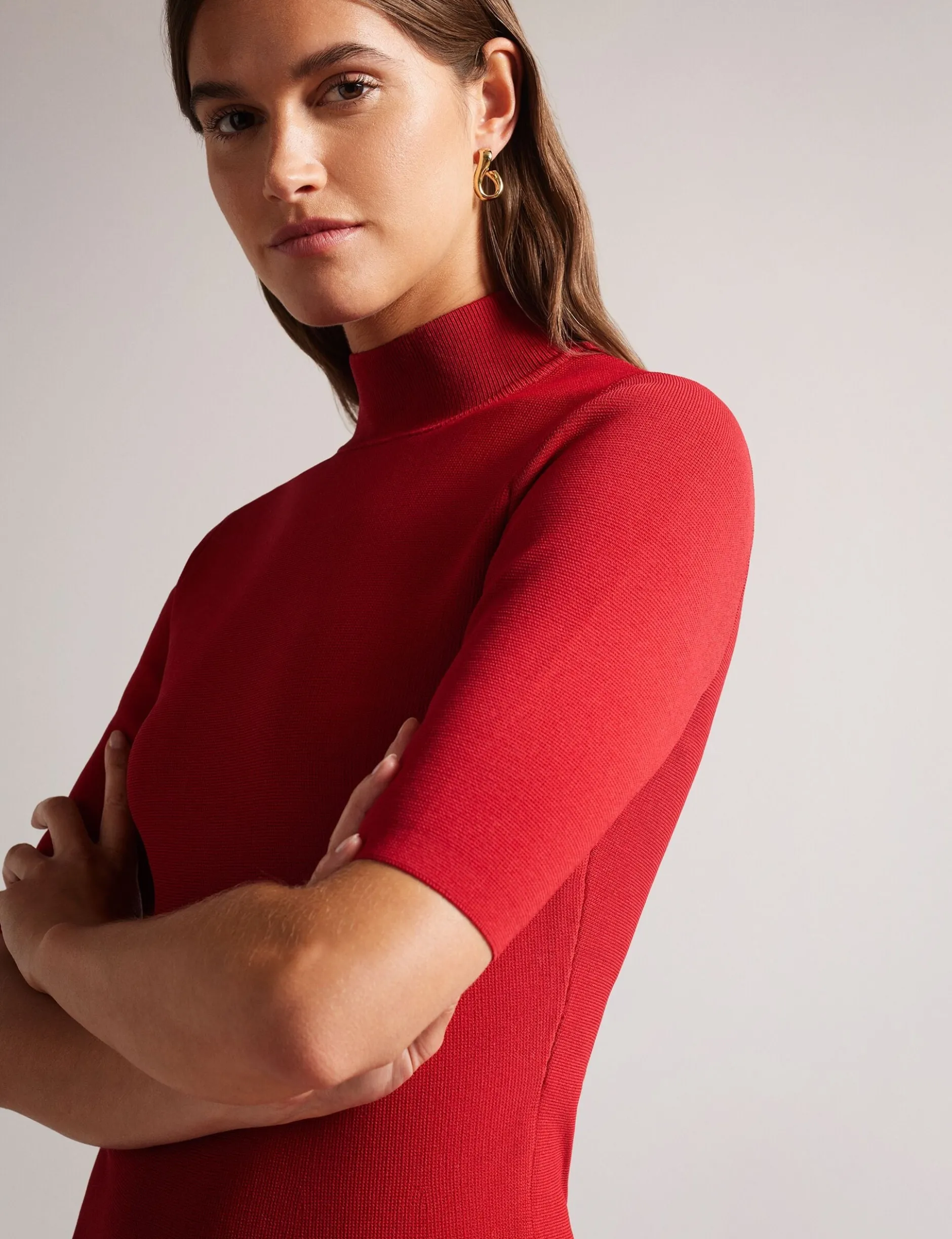 Pleated Hem Bodycon Knit Mini Dress