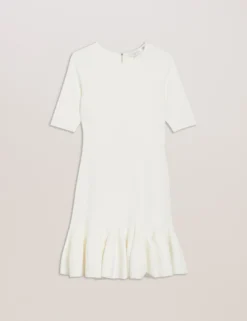 Pleated Hem Knitted Bodycon Mini Dress