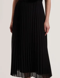 Pleated Midi Dress With Removable Knit Tank