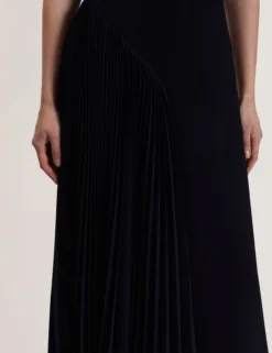 Pleated Panel Sleeveless Knitted Midi Dress