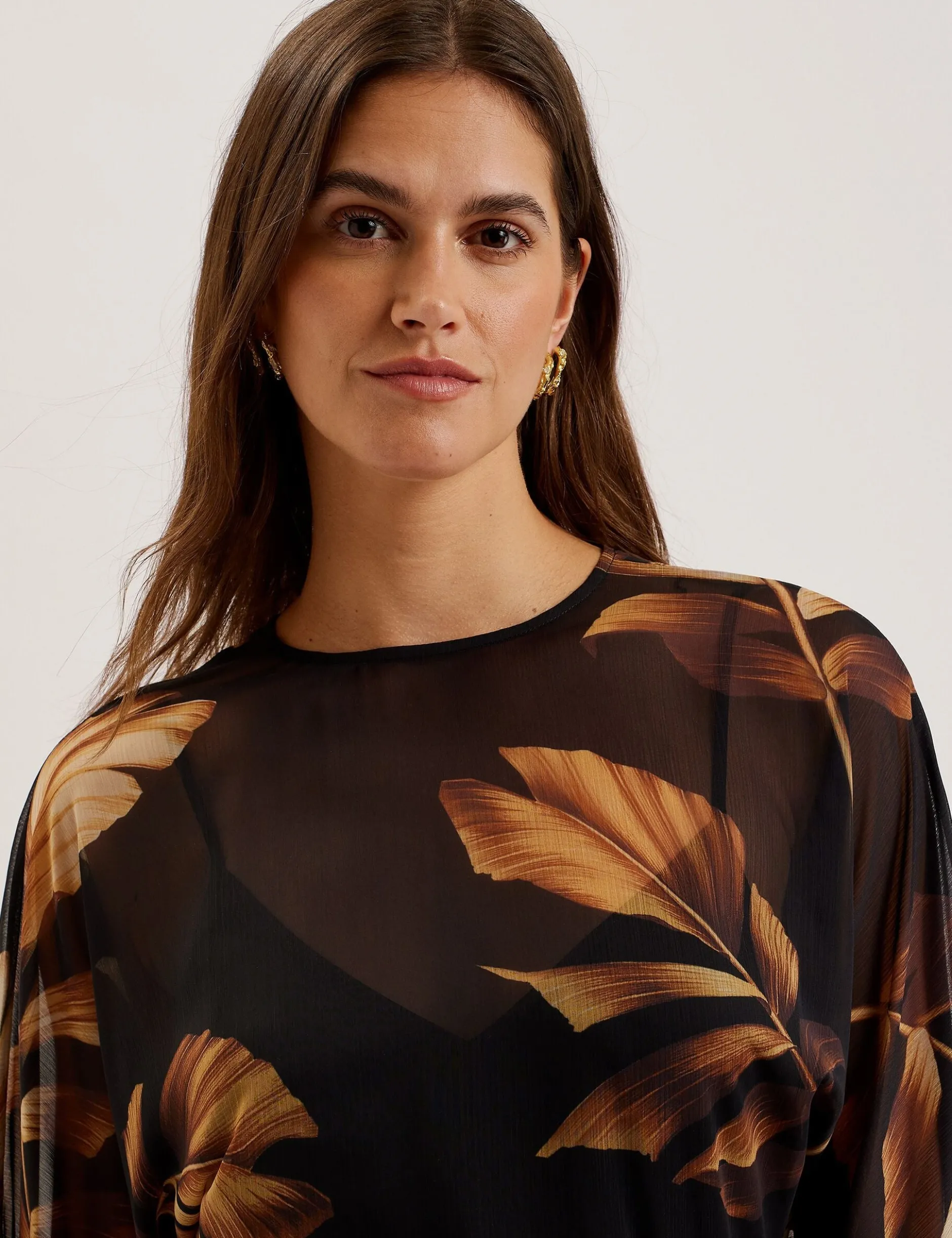 Printed Chiffon Mini Dress With Tie Waist