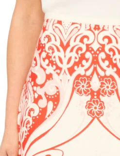 Printed Detail Linen A-Line Midi Skirt