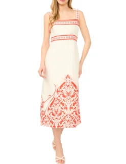 Printed Detail Strappy Linen Sundress
