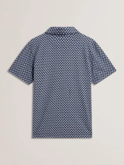 Printed Zip Neck Cotton Polo Shirt