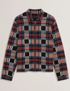 Pure Cotton Patchwork Knit Zip Jacket