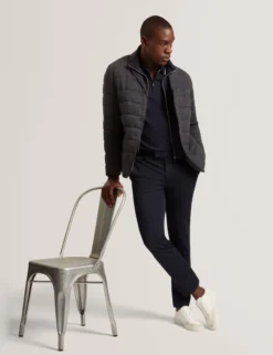 Quilted Blazer With High Neck Liner