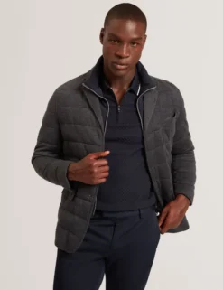 Quilted Blazer With High Neck Liner