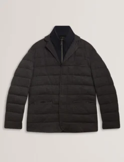 Quilted Blazer With High Neck Liner