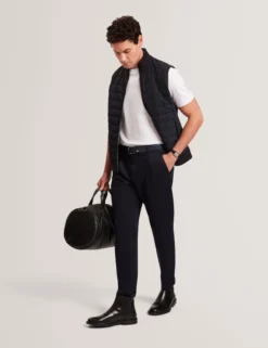 Quilted Front Funnel Neck Zip-Up Gilet