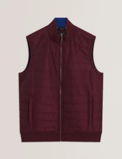 Quilted Front Funnel Neck Zip-Up Gilet