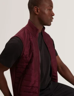 Quilted Front Funnel Neck Zip-Up Gilet