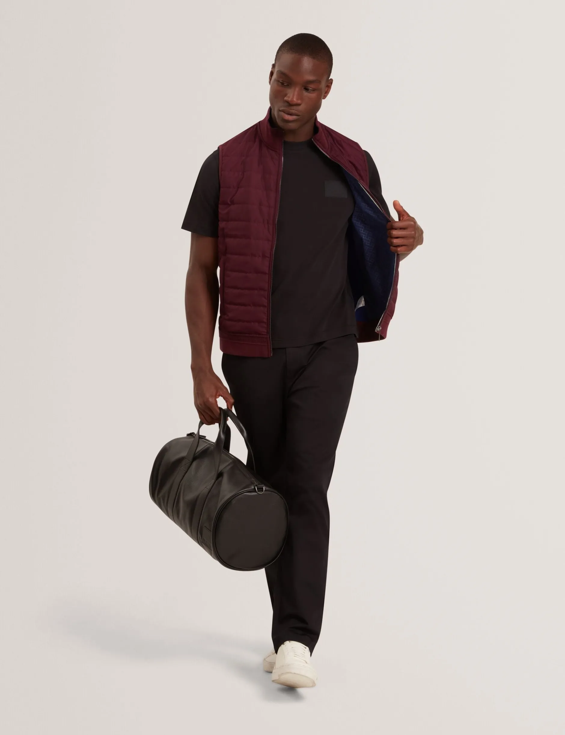 Quilted Front Funnel Neck Zip-Up Gilet