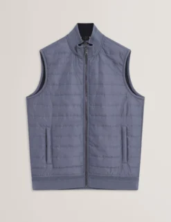 Quilted Front Funnel Neck Zip-Up Gilet