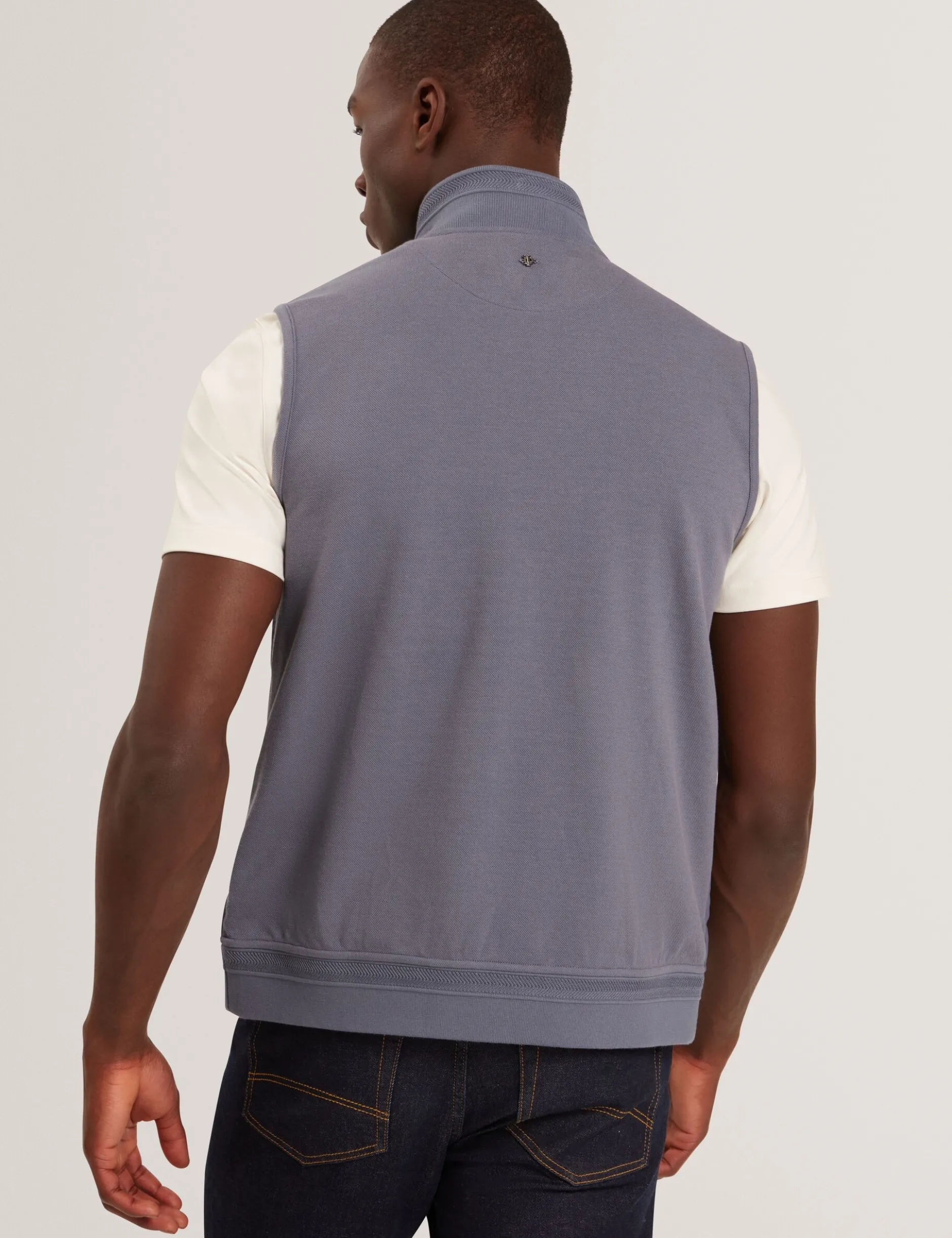 Quilted Front Funnel Neck Zip-Up Gilet