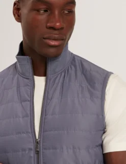 Quilted Front Funnel Neck Zip-Up Gilet