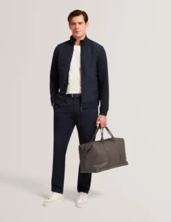 Quilted Front Zip-Through Knit Jacket