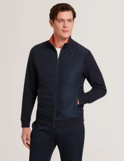 Quilted Front Zip-Through Knit Jacket