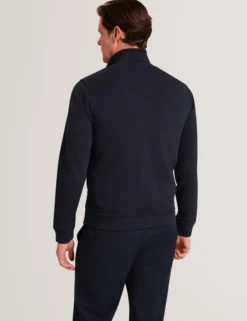 Quilted Front Zip-Through Knit Jacket