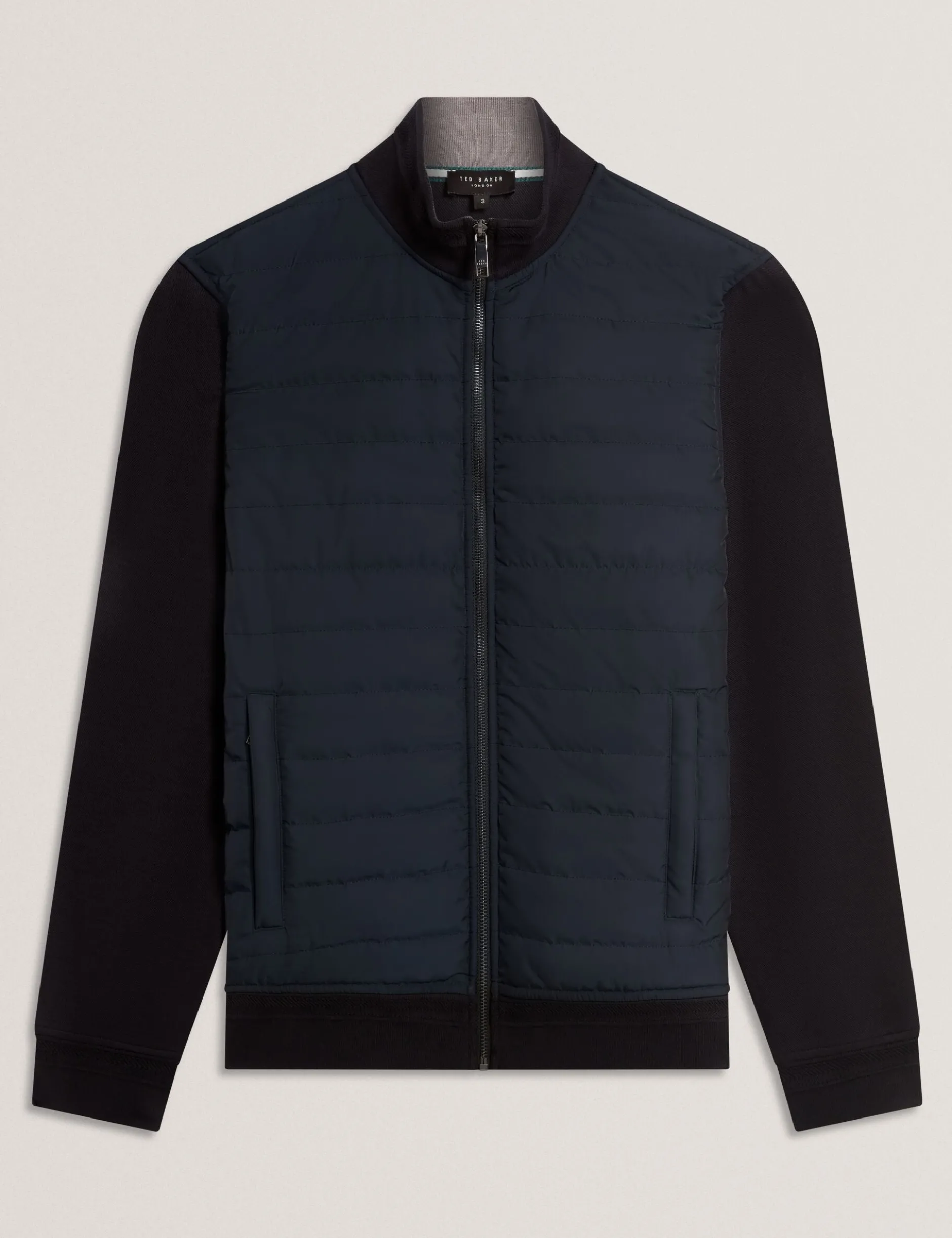 Quilted Front Zip-Through Knit Jacket