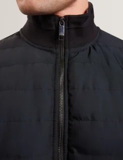 Quilted Front Zip-Through Knit Jacket
