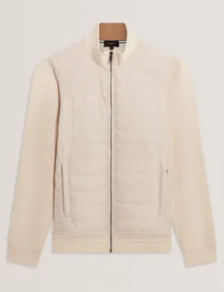 Quilted Front Zip-Through Knit Jacket