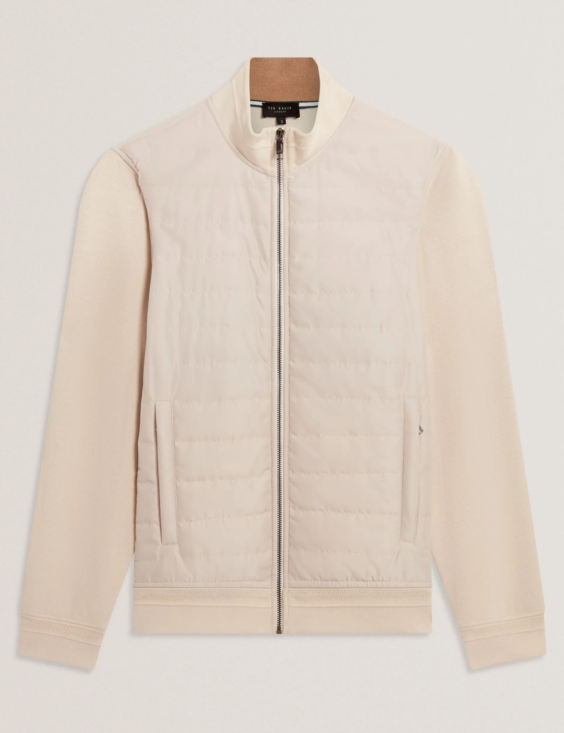 Quilted Front Zip-Through Knit Jacket