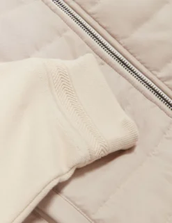Quilted Front Zip-Through Knit Jacket