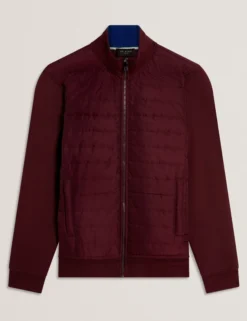 Quilted Front Zip-Through Knit Jacket
