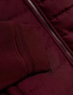 Quilted Front Zip-Through Knit Jacket