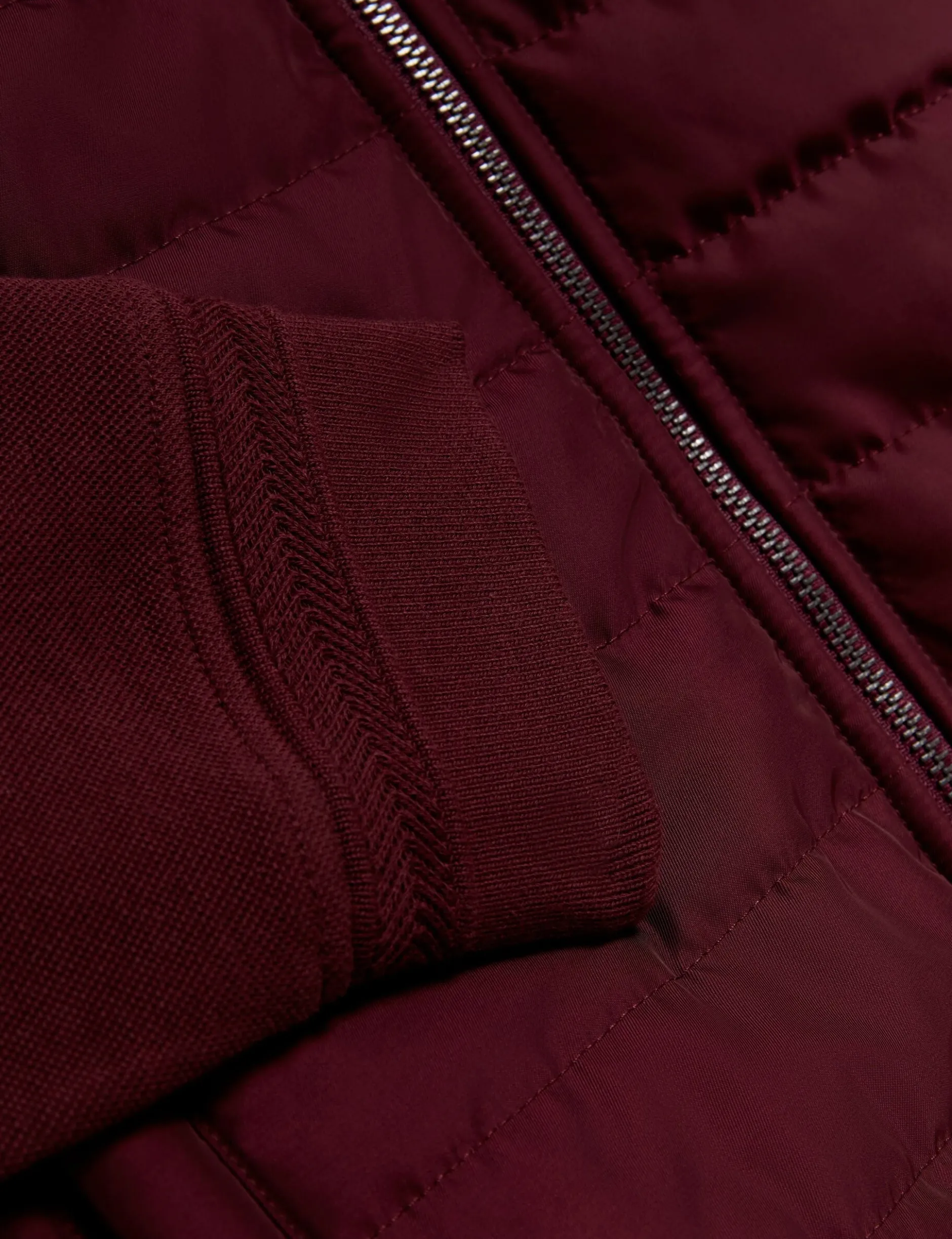 Quilted Front Zip-Through Knit Jacket