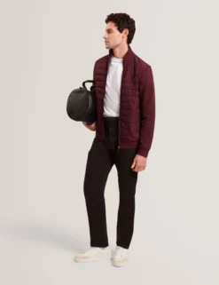 Quilted Front Zip-Through Knit Jacket