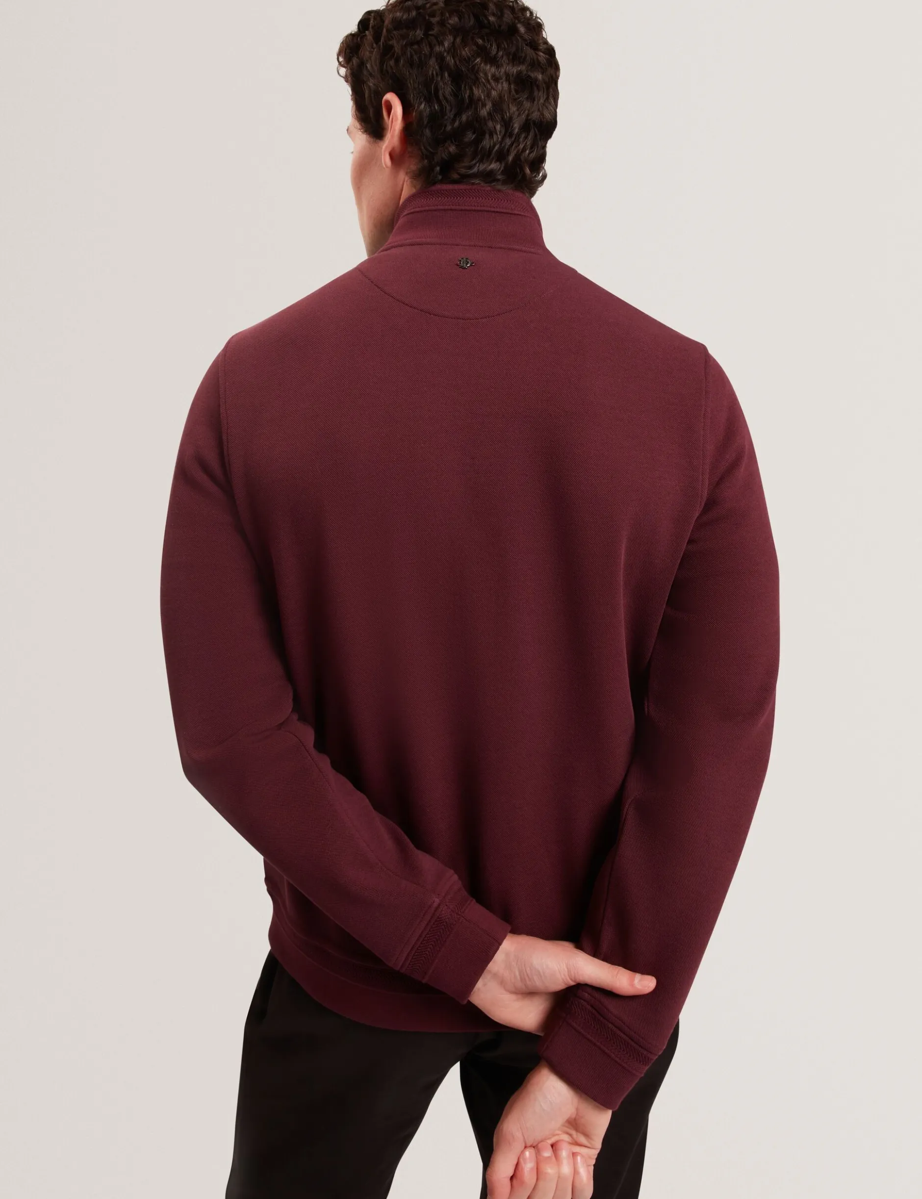 Quilted Front Zip-Through Knit Jacket