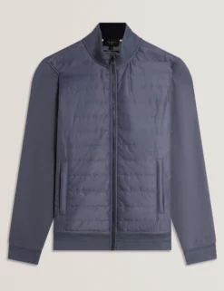 Quilted Front Zip-Through Knit Jacket