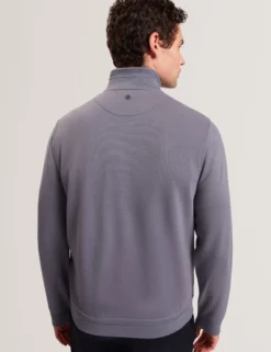 Quilted Front Zip-Through Knit Jacket