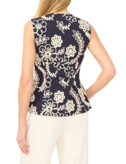 Raised Embroidery Cotton Waistcoat Top