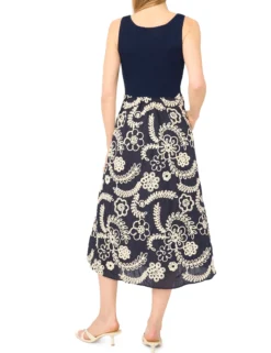 Raised Embroidery Knit Top Midi Dress